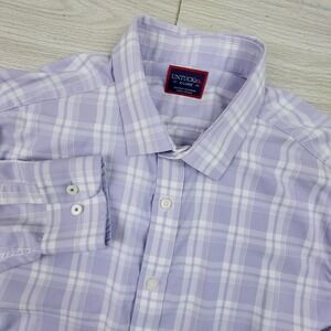 UNTUCKit Performance Shirt Mens XL Lavender White Plaid Long Sleeve Stretch